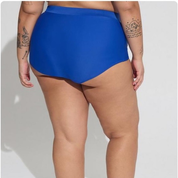 New! Torrid 1 Ultra High-Rise Bathing Swim Suit Pockets Bottom 1X ELECTRIC BLUE - Picture 2 of 2